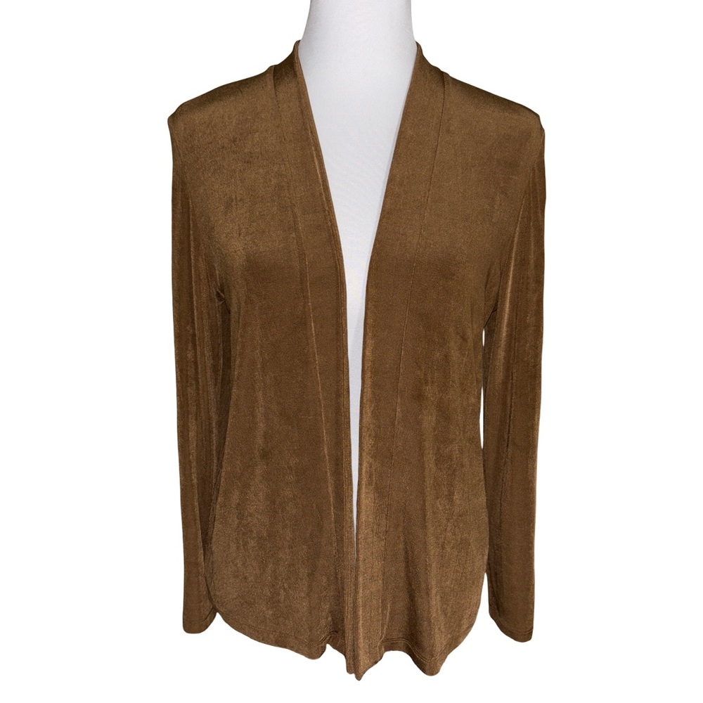 Chicos Warm Brown Open Front Cardigan